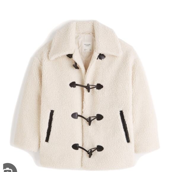 Abercrombie & Fitch white sherpa toggle jacket S - Picture 1 of 4